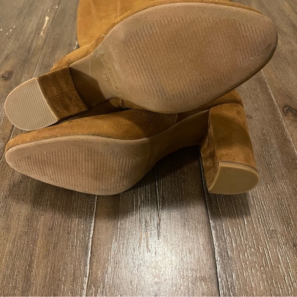 Knee High Tan Block Heel Boots Stretch Round Toe Soft Top Moda Women’s 6.5 - Picture 9 of 11